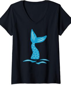 Womens Whale Orca Tail In Waves Design Amazing Orca V-Neck T-Shirt