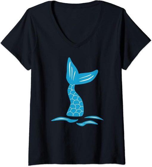 Womens Whale Orca Tail In Waves Design Amazing Orca V-Neck T-Shirt