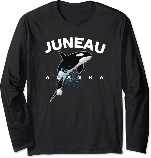 JUNEAU ALASKA Orca Killer Whale Watching Camping Vacation Long Sleeve T-Shirt