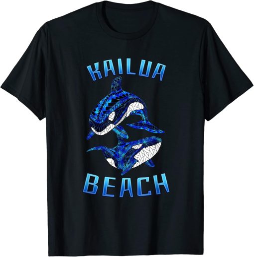 Kailau Beach Hawaii Vacation Tribal Whale Orca T-Shirt